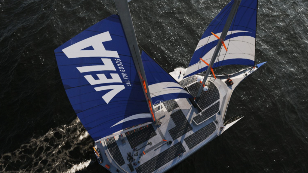 Le trimaran Vela vue aérienne